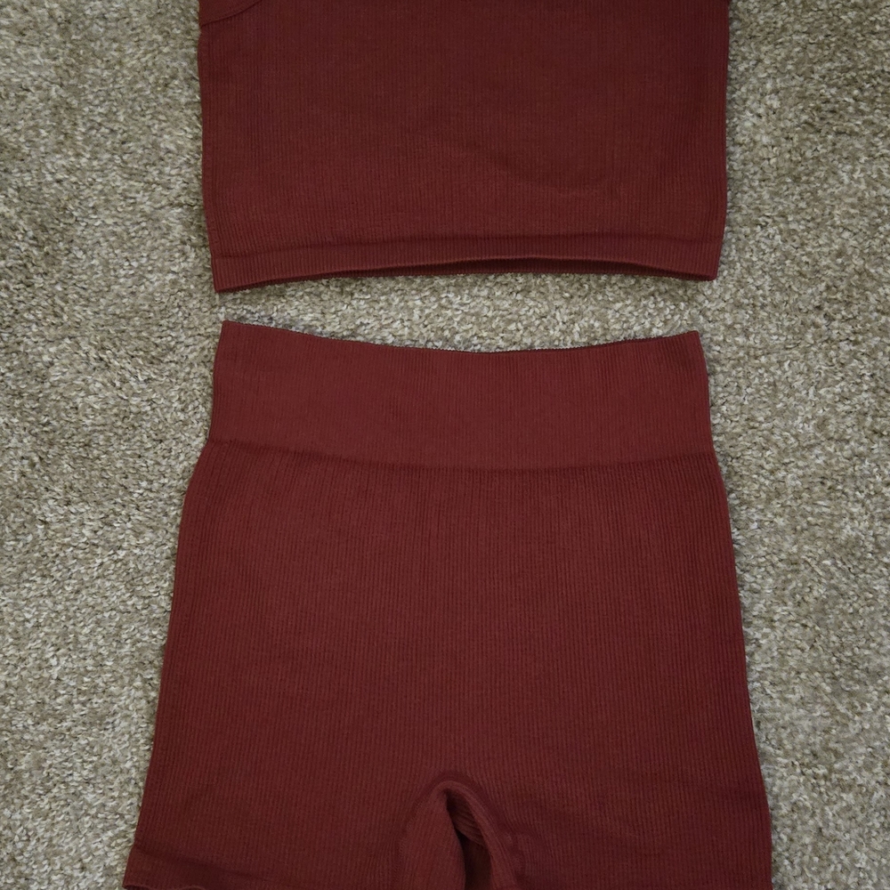 SHEIN Red Bike Shorts High-Waisted Seamless